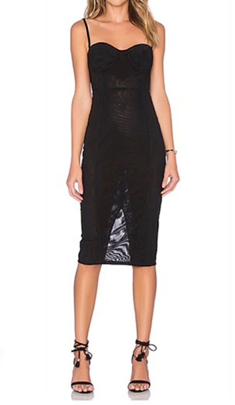 NWT $205 Misha Collection Adreanna Black Corset Pencil Dress - 10